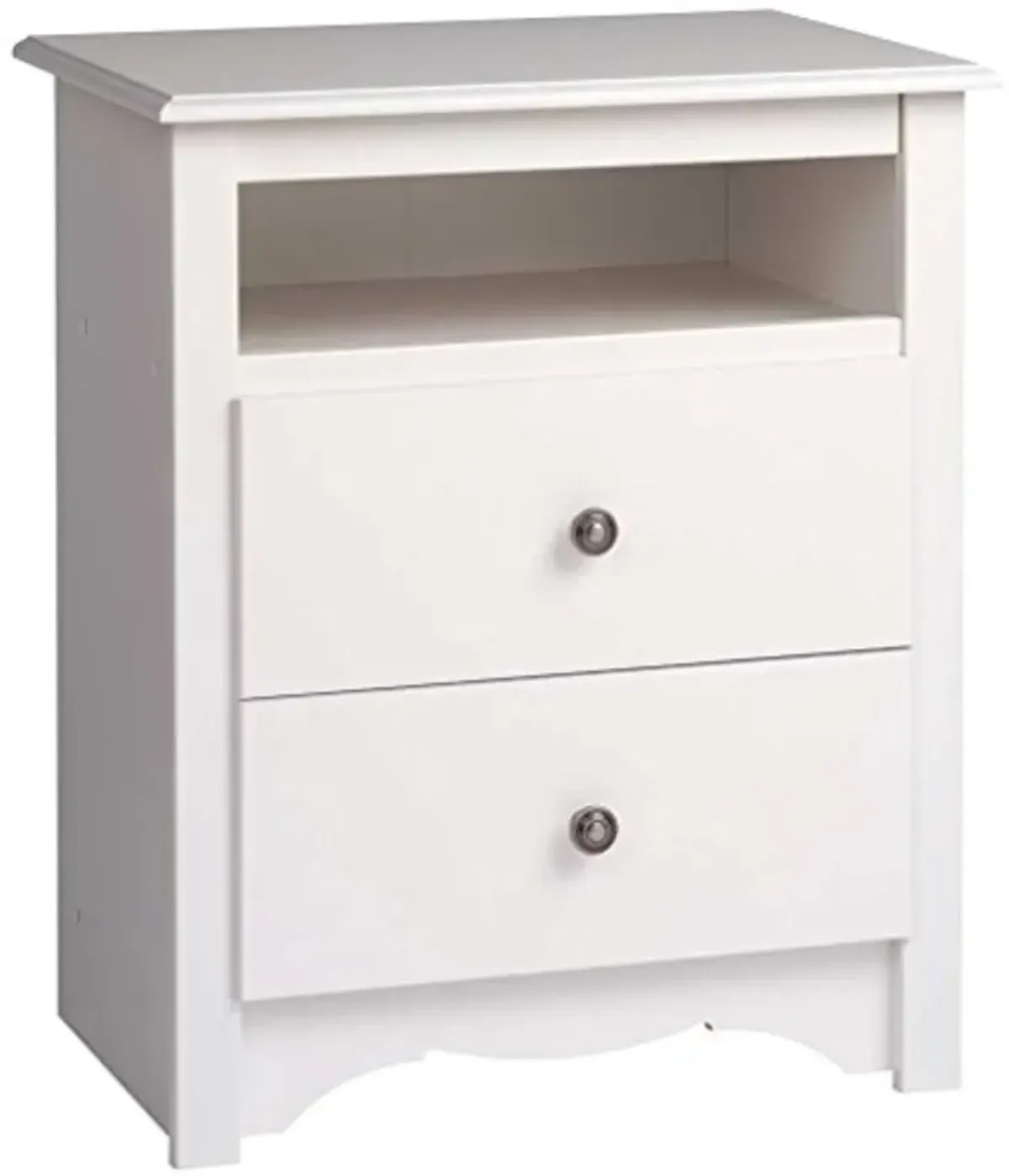 Monterey Tall 2-Drawer Nightstand with Open Shelf, White