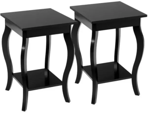 Set of 2 Side Table End Table Night Stand with Shelf