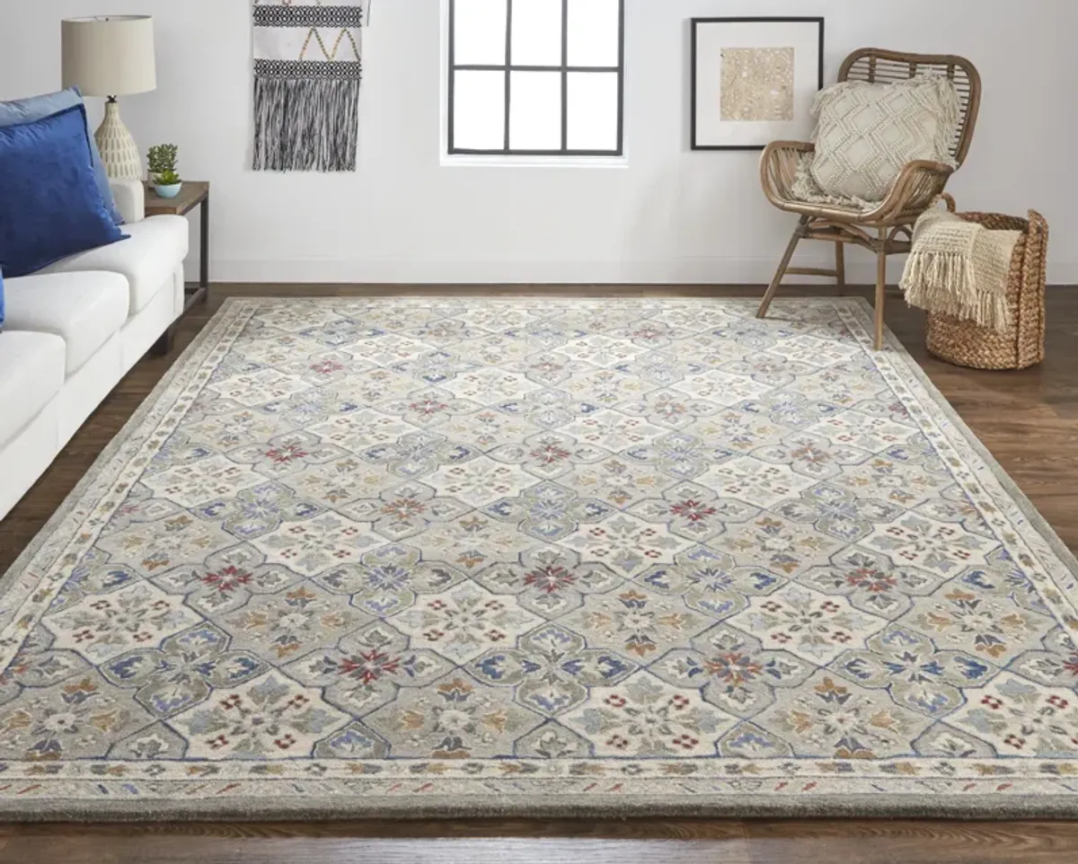 Rylan 8638F Taupe/Ivory/Red 9' x 12' Rug