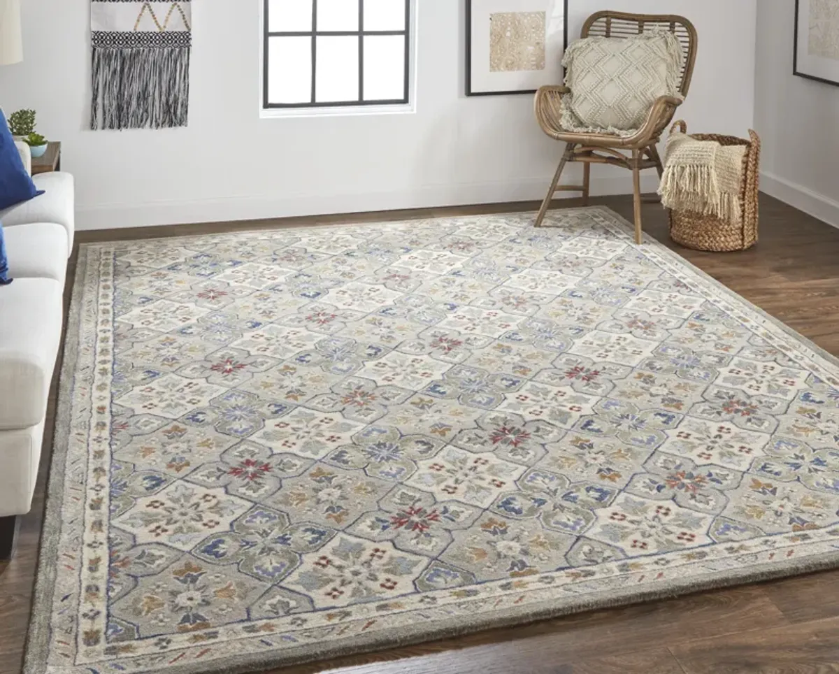 Rylan 8638F Taupe/Ivory/Red 9' x 12' Rug