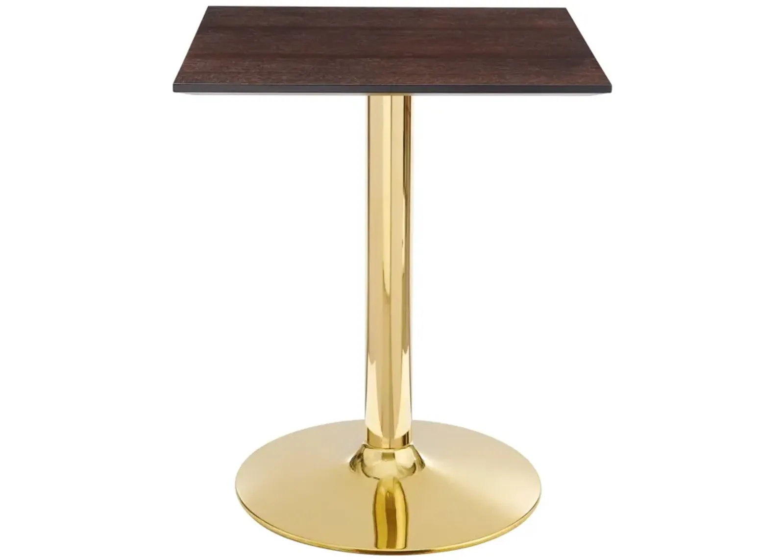 Modway - Verne 24" Square Dining Table Gold Cherry Walnut