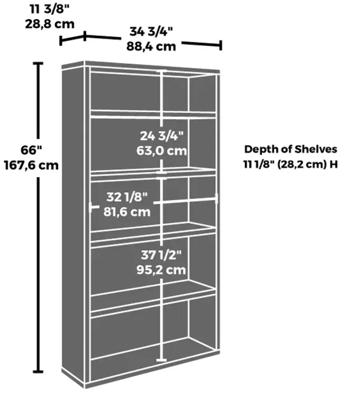 Affirm 36"x66" Bookcase