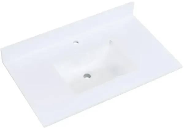 Altair 37 in. Composite Stone Vanity Top in Snow White with White sink