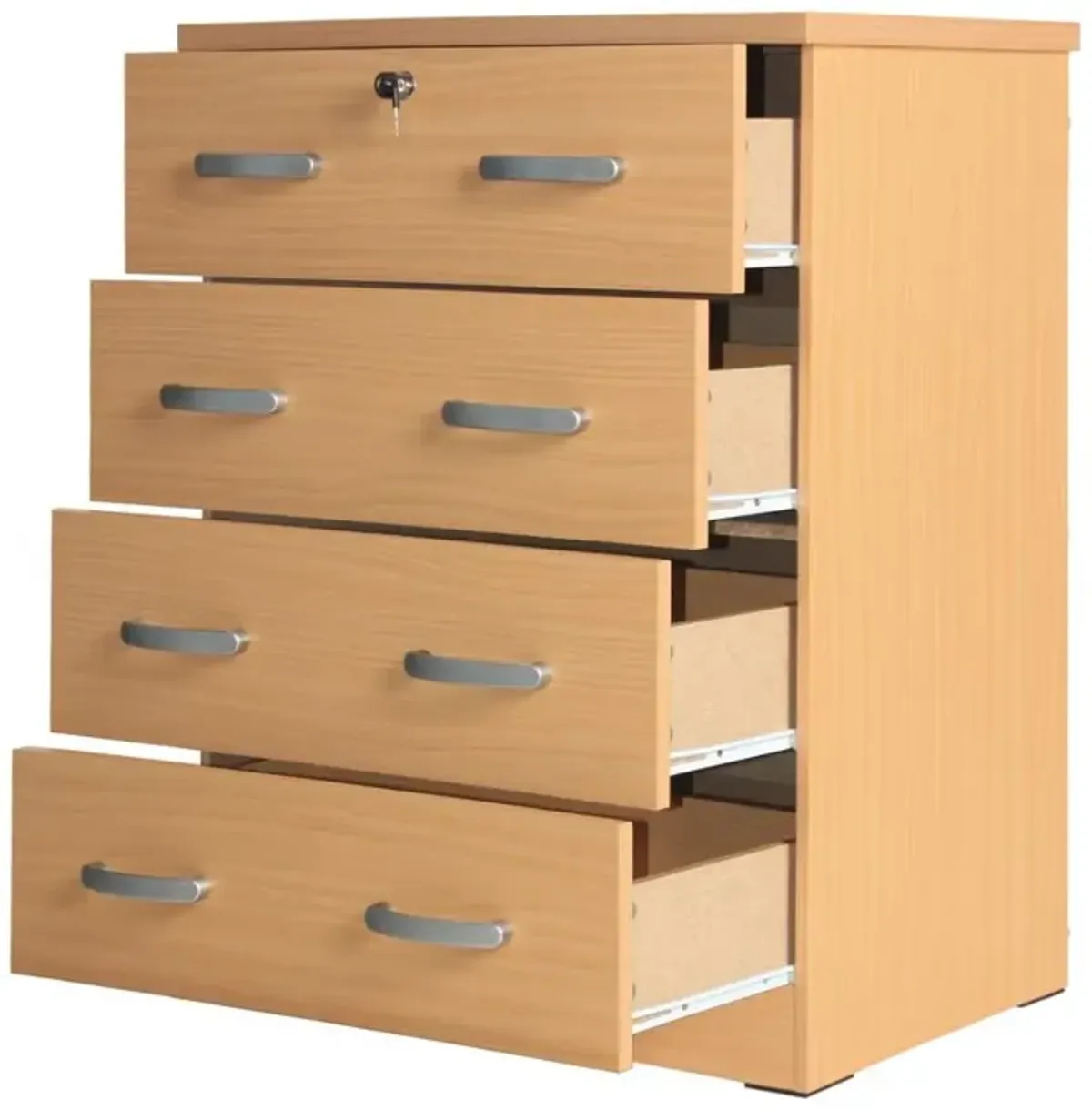 Better Home Products Cindy 4 Drawer Chest Wooden Dresser with Lock Beech (Maple)