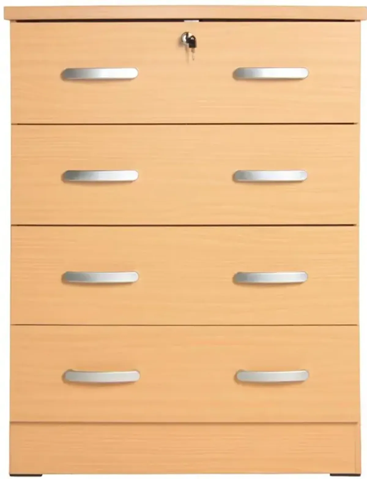 Better Home Products Cindy 4 Drawer Chest Wooden Dresser with Lock Beech (Maple)