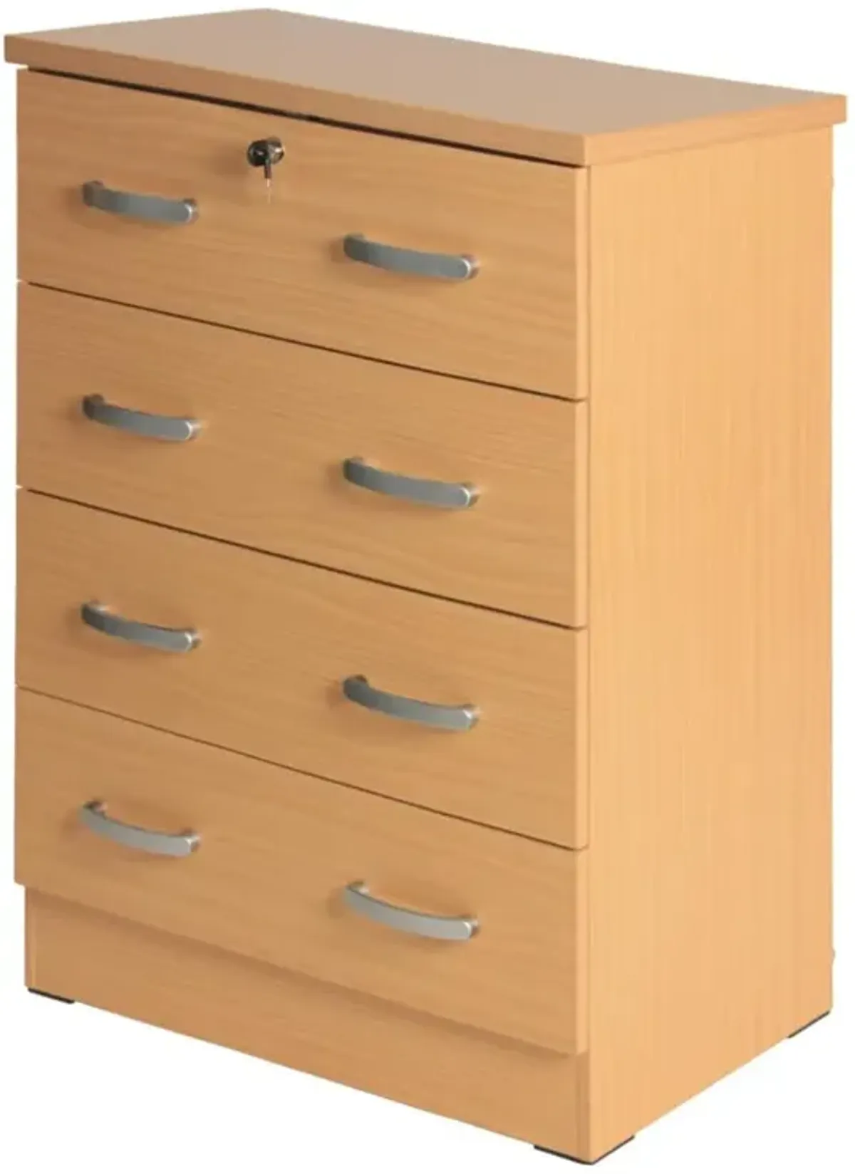 Better Home Products Cindy 4 Drawer Chest Wooden Dresser with Lock Beech (Maple)