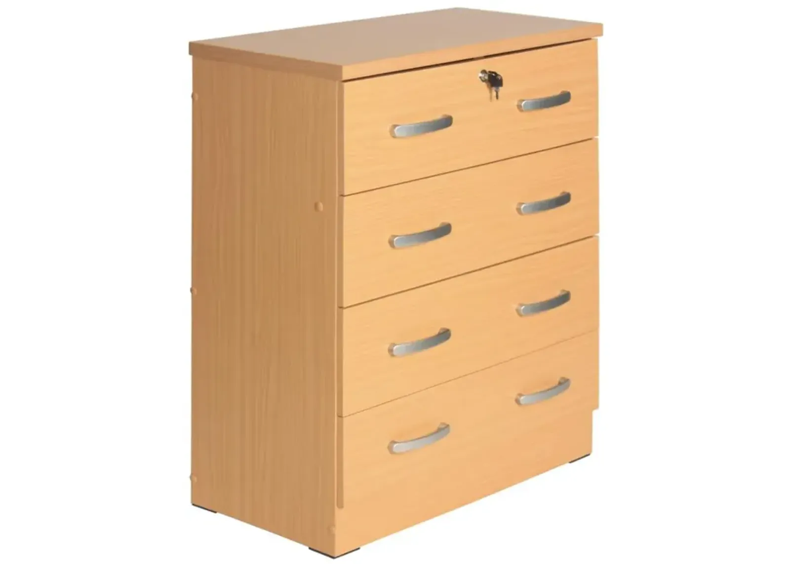 Better Home Products Cindy 4 Drawer Chest Wooden Dresser with Lock Beech (Maple)