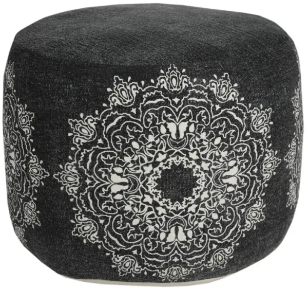 18" Black 100% Cotton Ottoman
