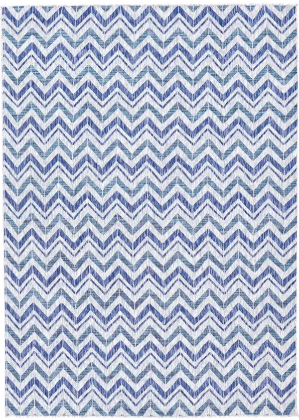 Sunnydaze Chevron Dreams Outdoor Area Rug - Blue/Gray - 5 ft x 7 ft