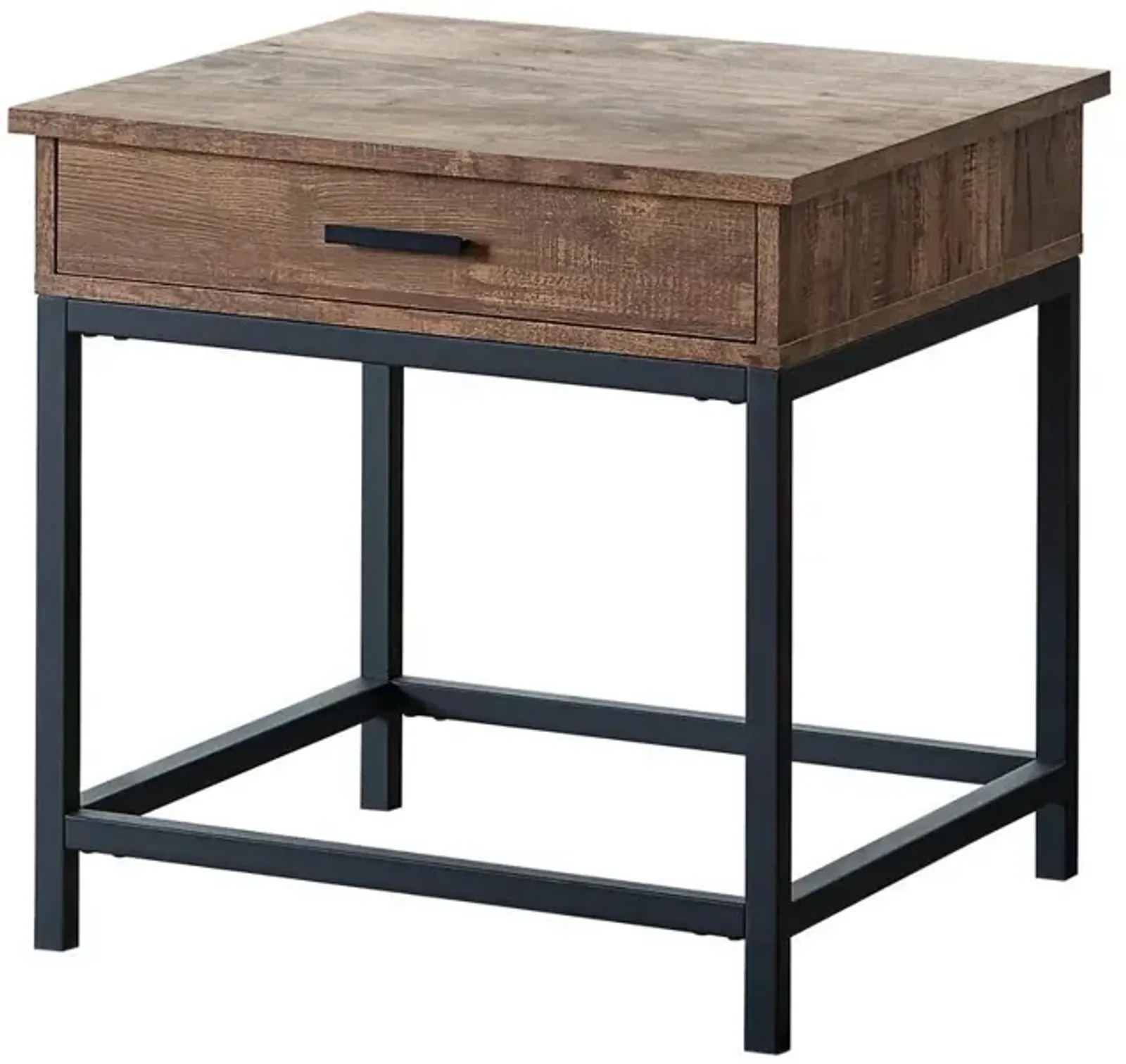 Byers Square 1-drawer End Table Brown Oak and Sandy Black