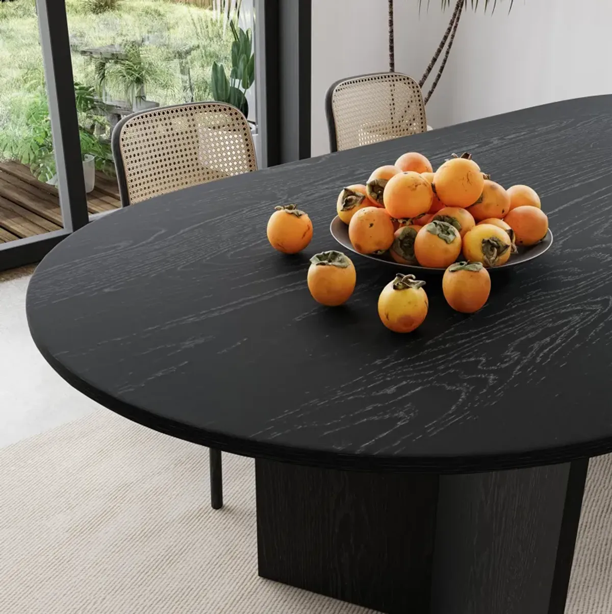 67 Brix Modern Black Oak Wood Oval Dining Table (Seats 6)