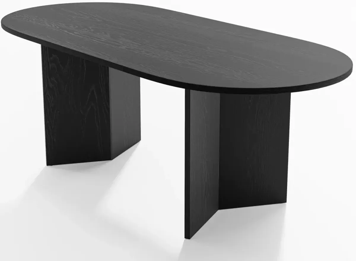 67 Brix Modern Black Oak Wood Oval Dining Table (Seats 6)