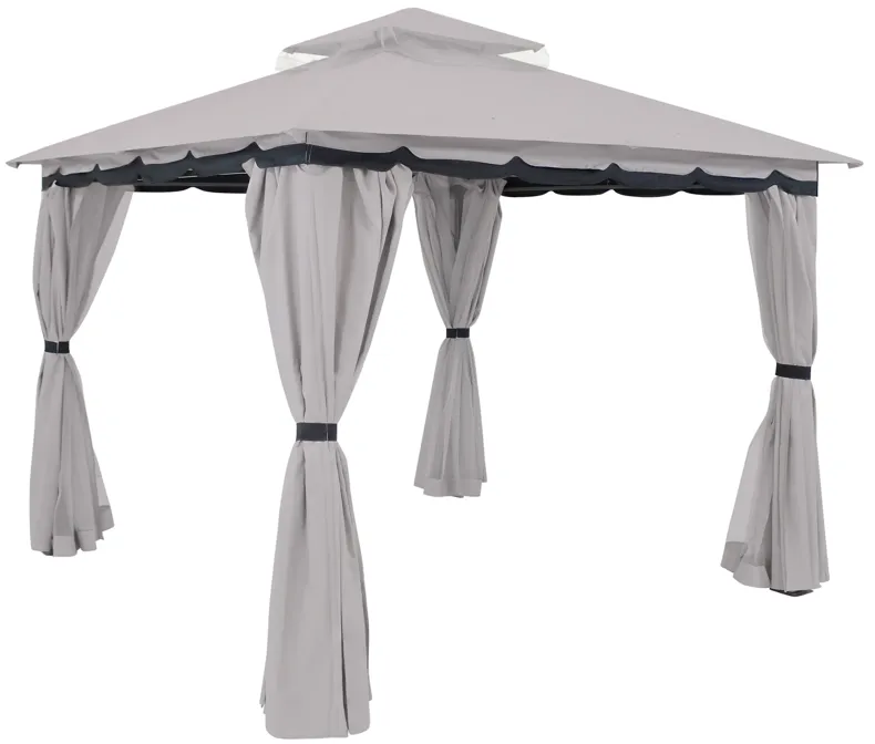 Sunnydaze 10 ft x 10 ft Soft Top Polyester Gazebo with Privacy Wall