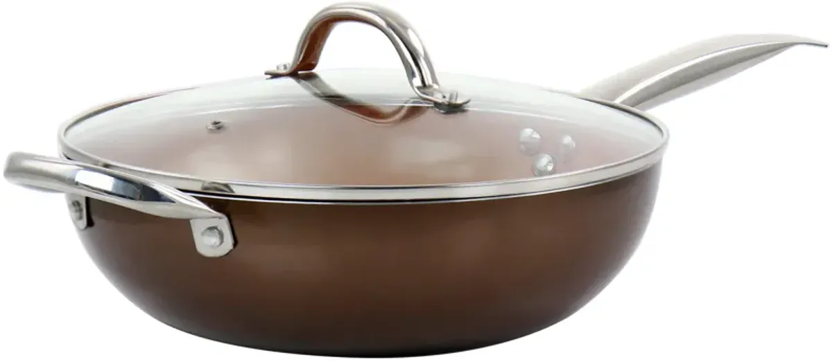 Copper Pan Cooking Excellence 3.5 Quart Aluminum Nonstick Saute Pan in Copper