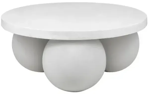 90210 Furniture Dani Round Coffee Table Small In Ivory Concrete