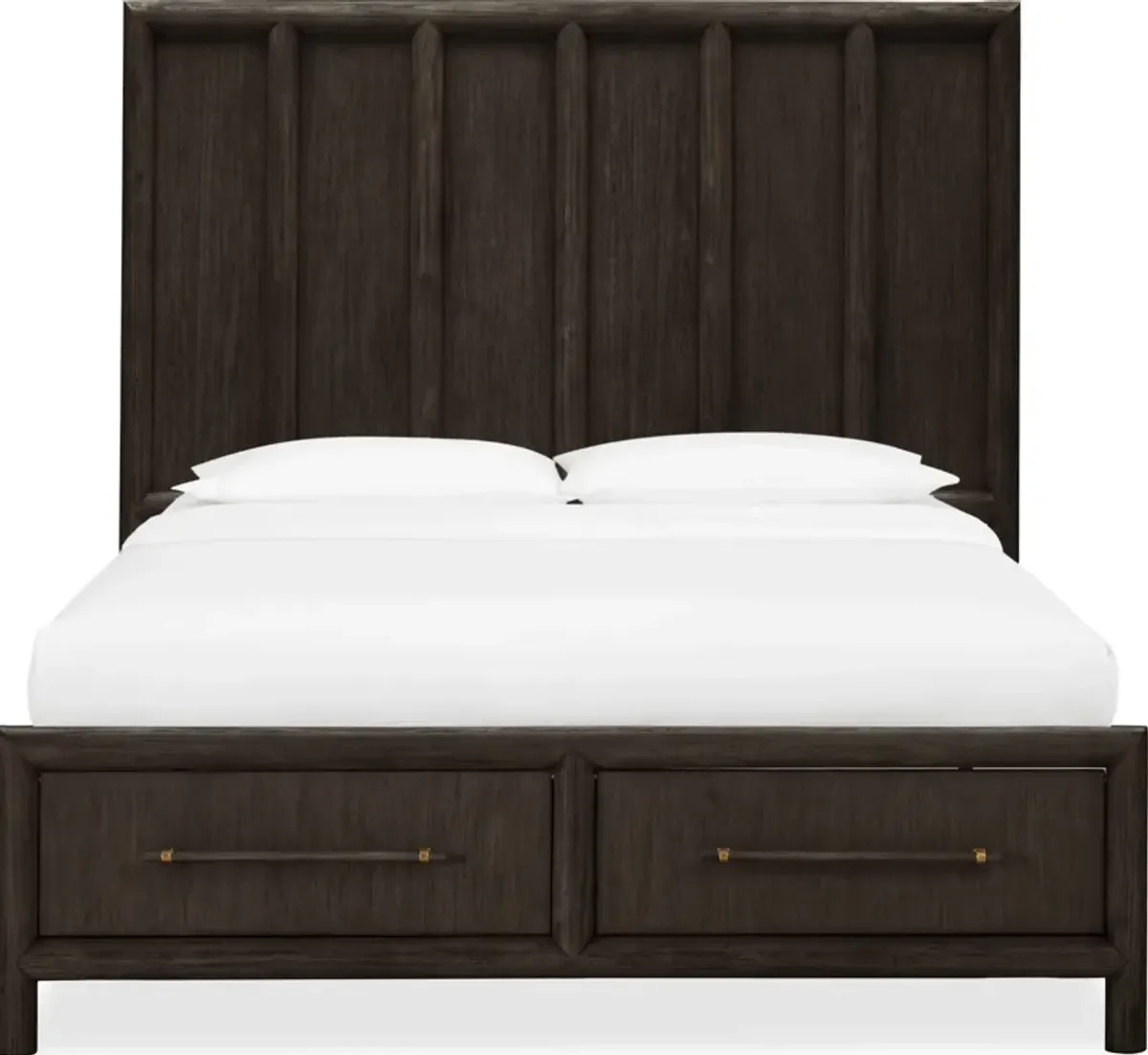 Dorsey Queen-size Wooden Two Drawer Storage Bed in Basalt Grey