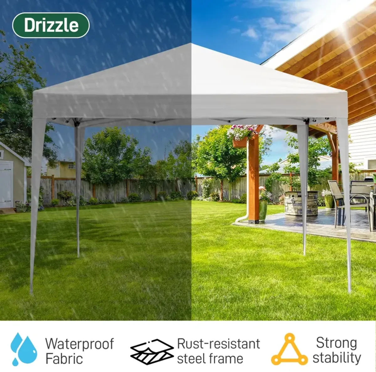 Practical Waterproof Right-Angle Folding Tent Durable Canopy for Outdoor Events, Camping & Backyard