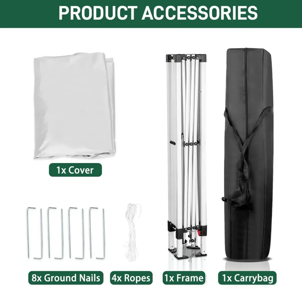 Practical Waterproof Right-Angle Folding Tent Durable Canopy for Outdoor Events, Camping & Backyard