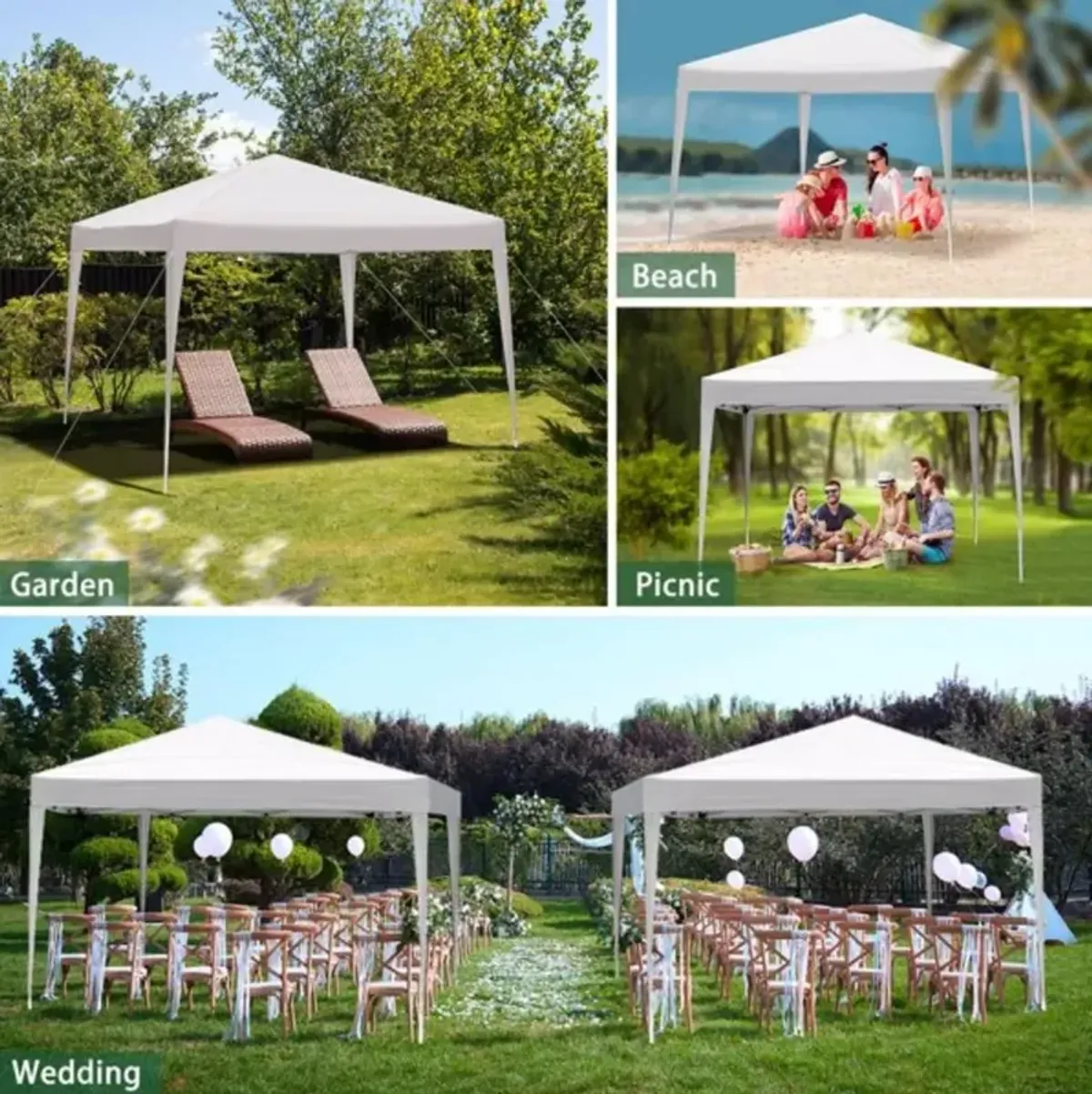 Practical Waterproof Right-Angle Folding Tent Durable Canopy for Outdoor Events, Camping & Backyard