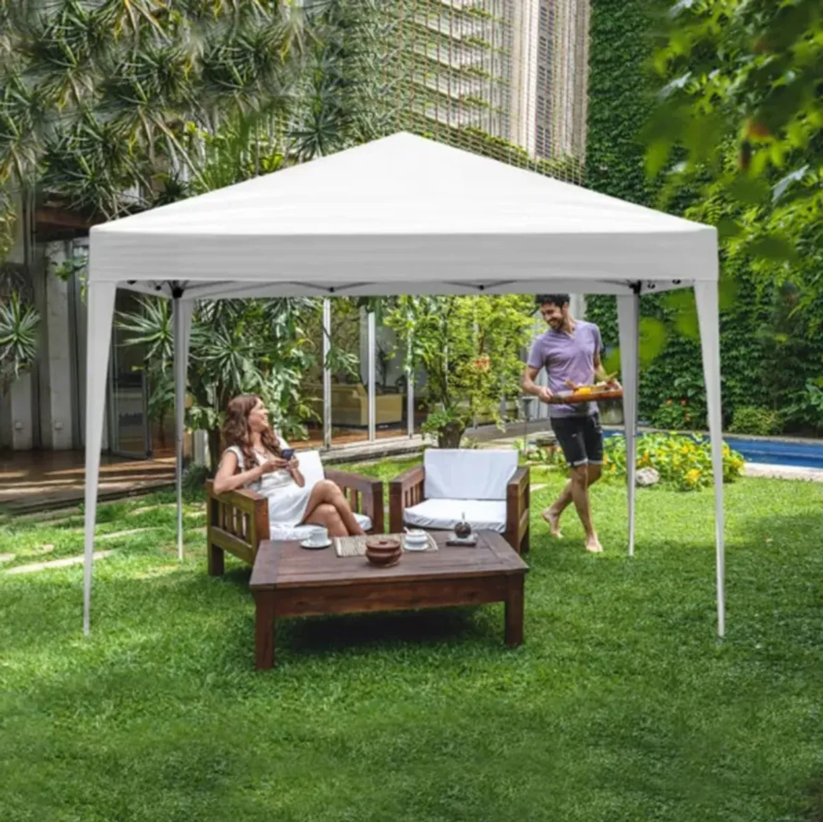 Practical Waterproof Right-Angle Folding Tent Durable Canopy for Outdoor Events, Camping & Backyard