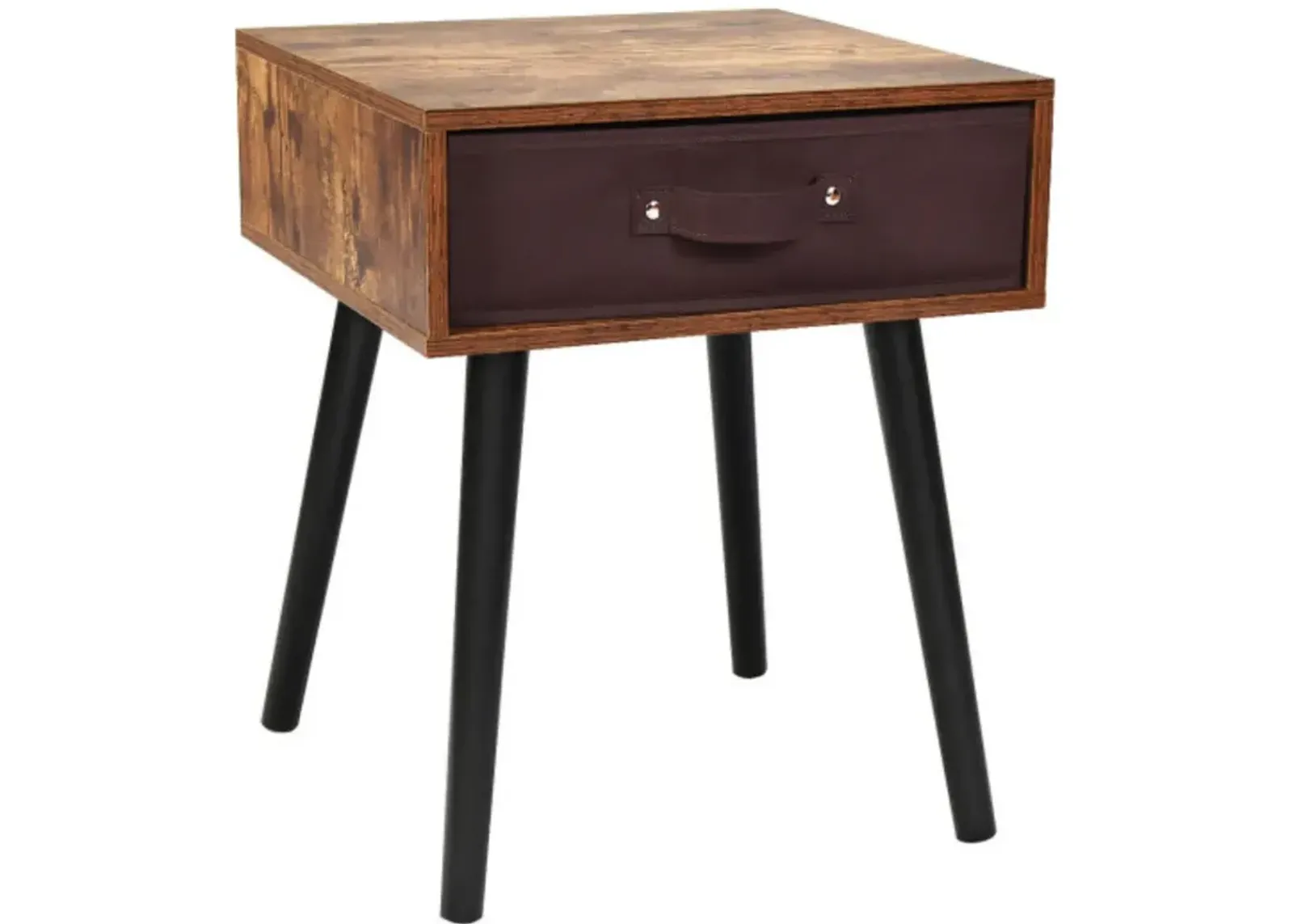 Mid-Century End Accent Bedside Table-Brown