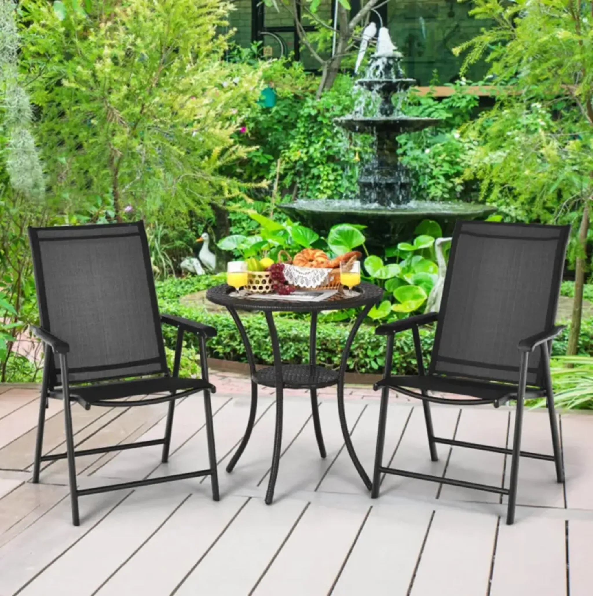 Hivvago Set Of 2 Outdoor Patio Folding Chair With Ergonomic Armrests ...