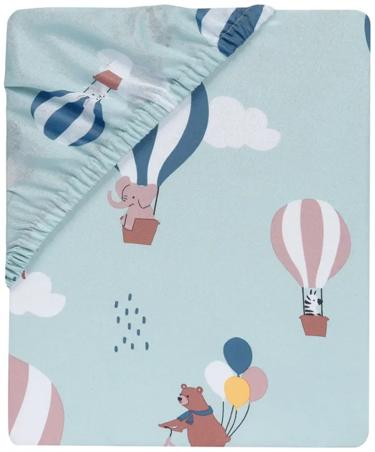 Bedtime Originals Up Up & Away Hot Air Balloon Animals Fitted Crib Sheet - Blue