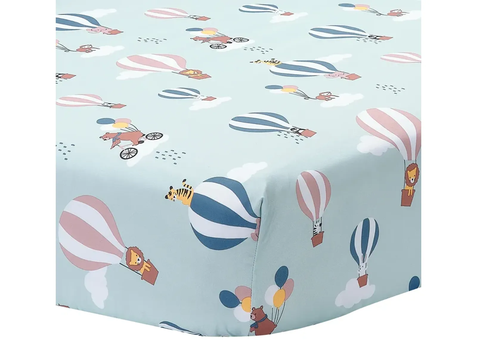 Bedtime Originals Up Up & Away Hot Air Balloon Animals Fitted Crib Sheet - Blue