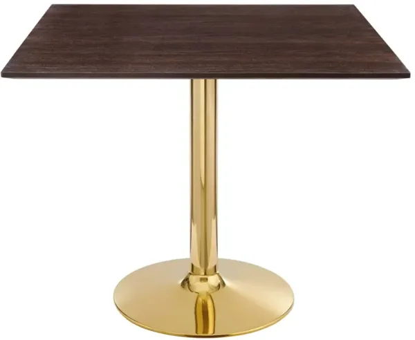 Modway - Verne 35" Square Dining Table Gold Cherry Walnut