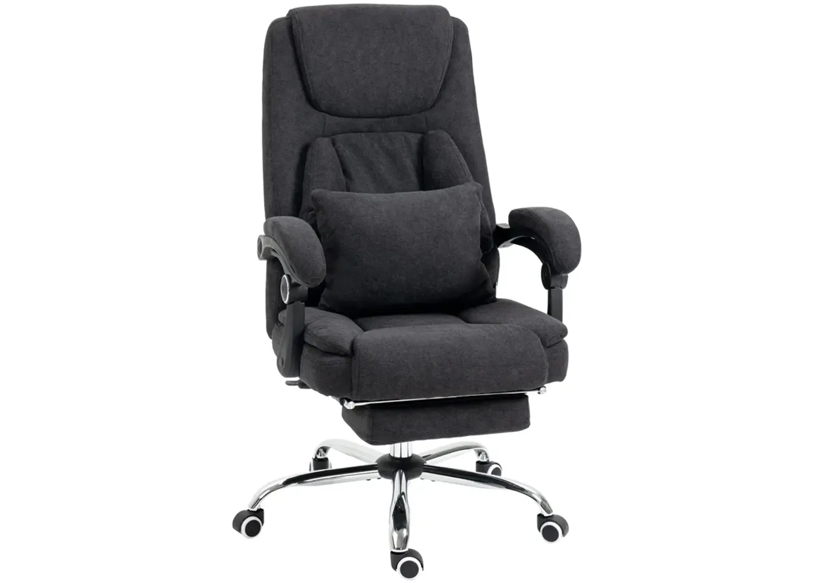 Black Office Comfort: 3D Kneading Massage Reclining Chair with Footrest