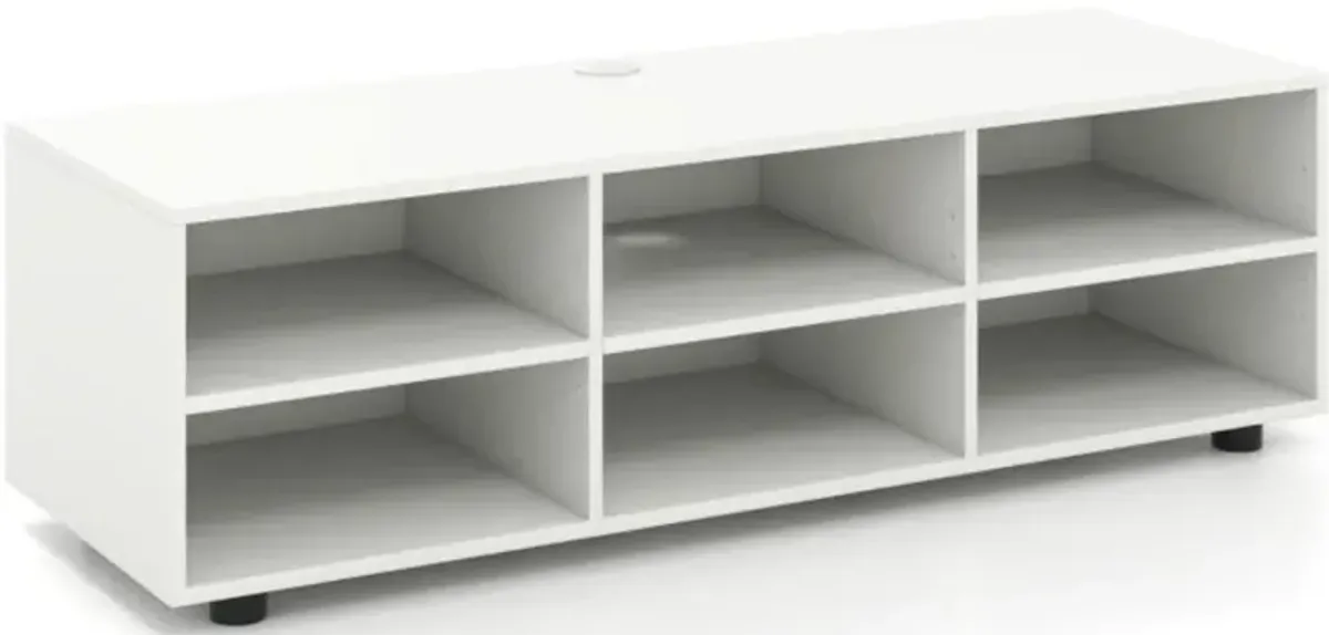 Hivvago TV Stand for TV up to 55 Inch with 6 Storage Compartments-White