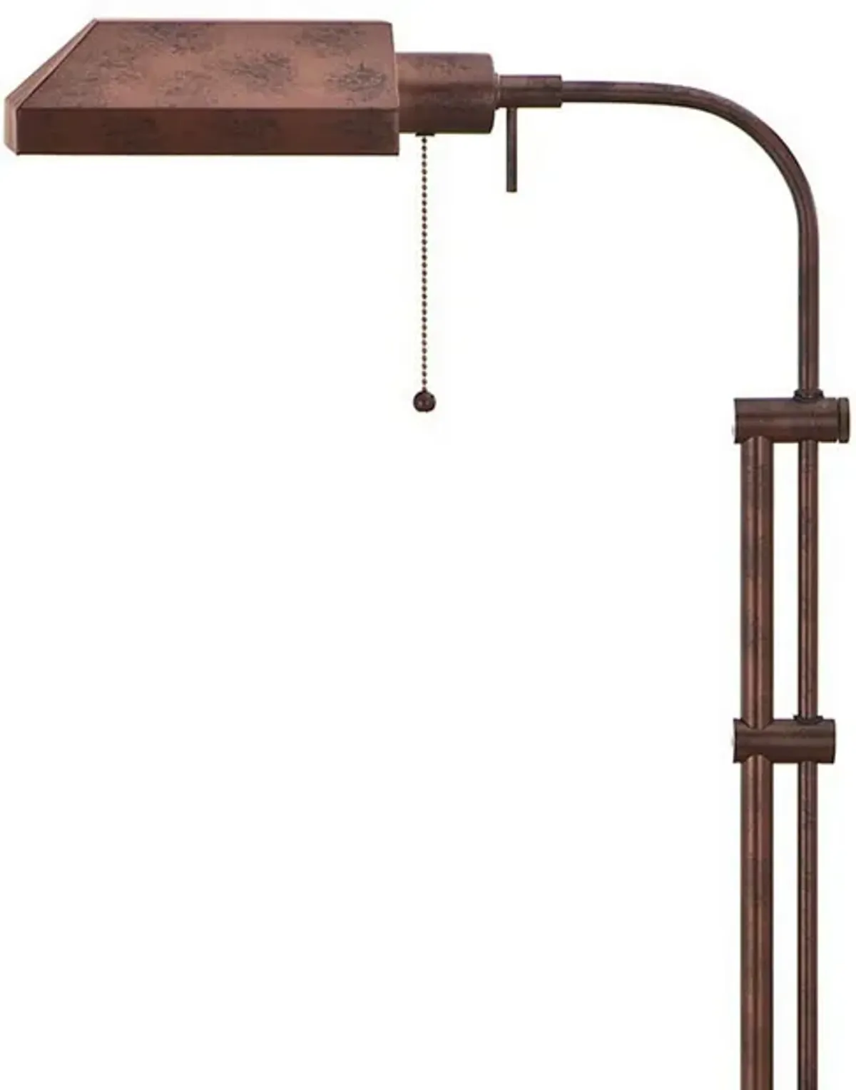 Metal Rectangular Floor Lamp with Adjustable Pole, Bronze-Benzara