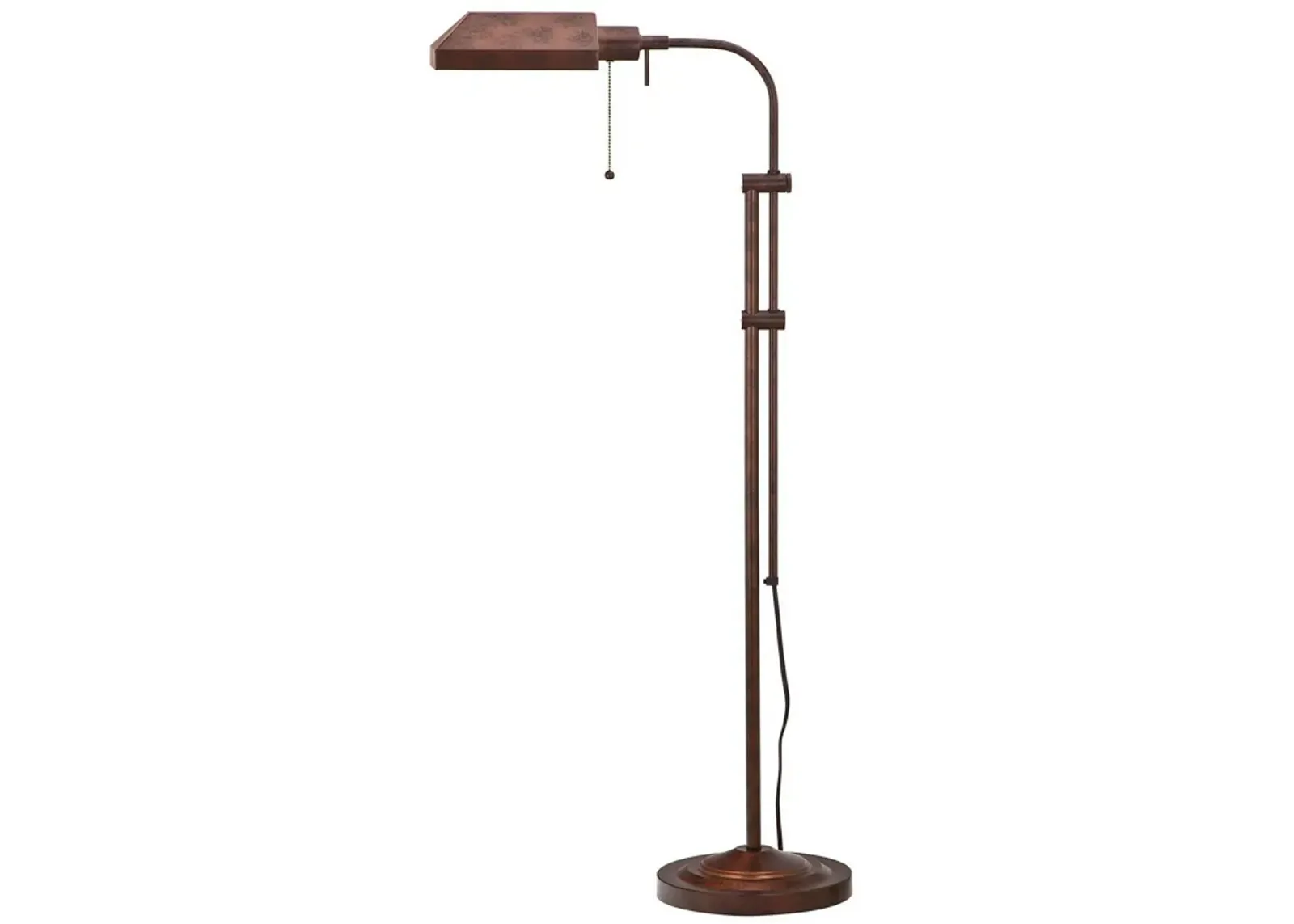 Metal Rectangular Floor Lamp with Adjustable Pole, Bronze-Benzara