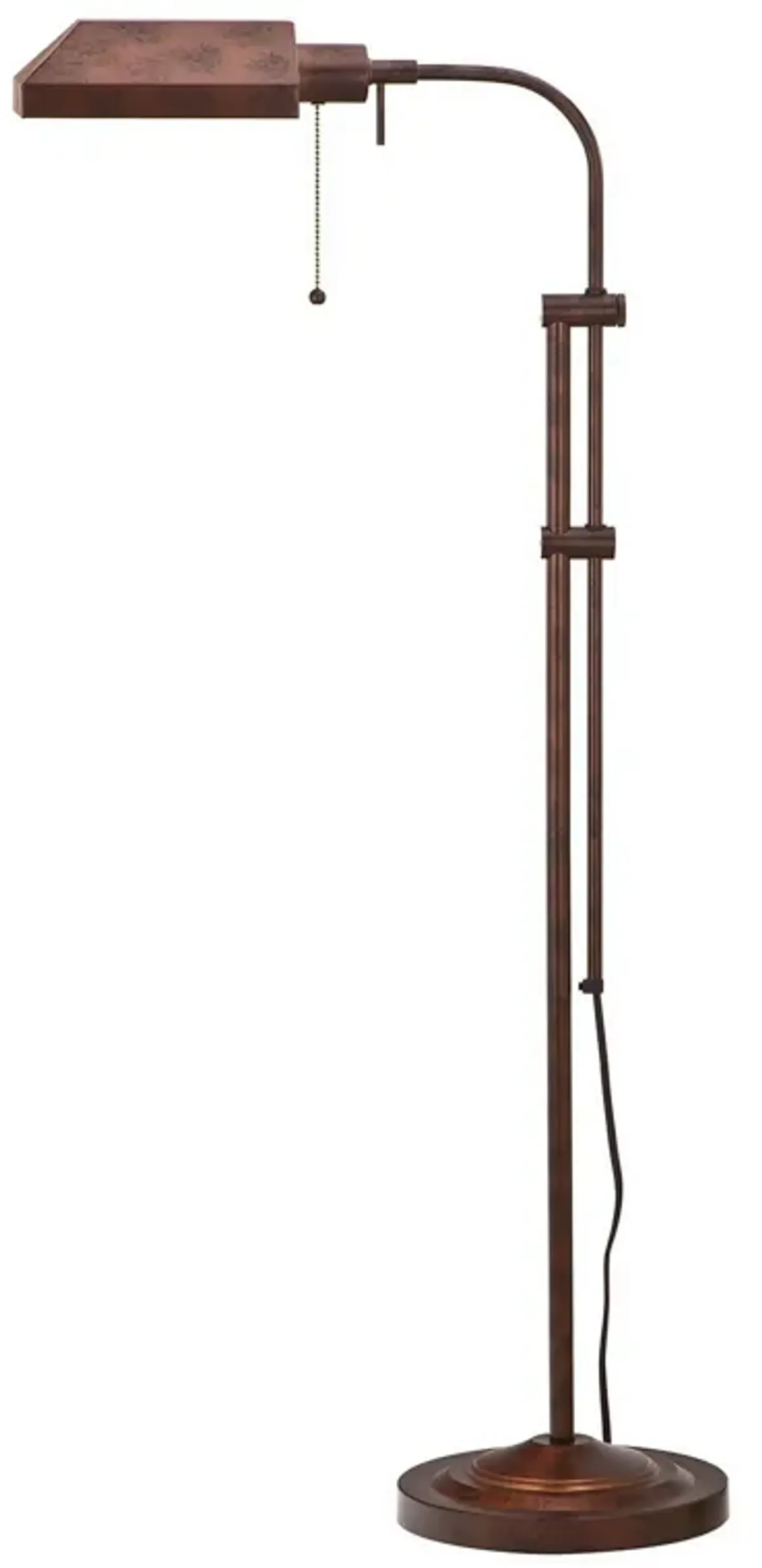 Metal Rectangular Floor Lamp with Adjustable Pole, Bronze-Benzara