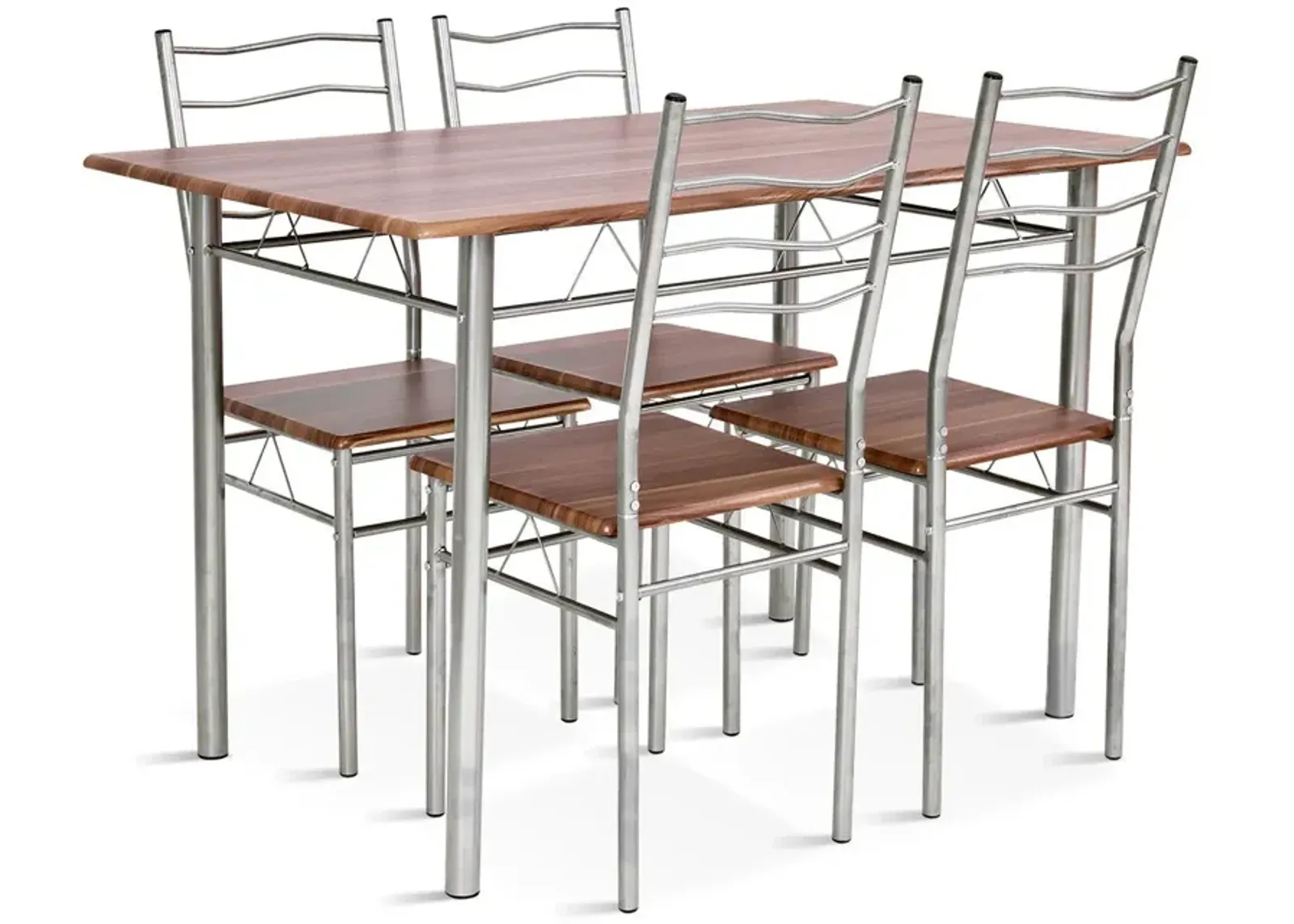 5 Pieces Wood Metal Dining Table Set with 4 Chairs