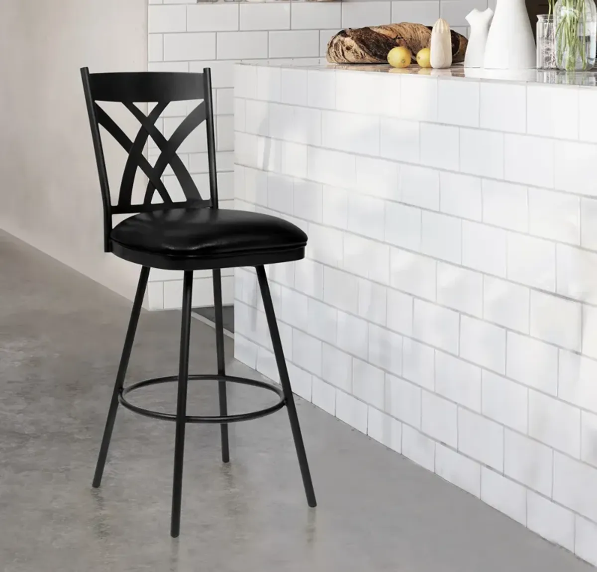 Dover  Counter Height Barstool in Auburn Bay and Brown Faux Leather