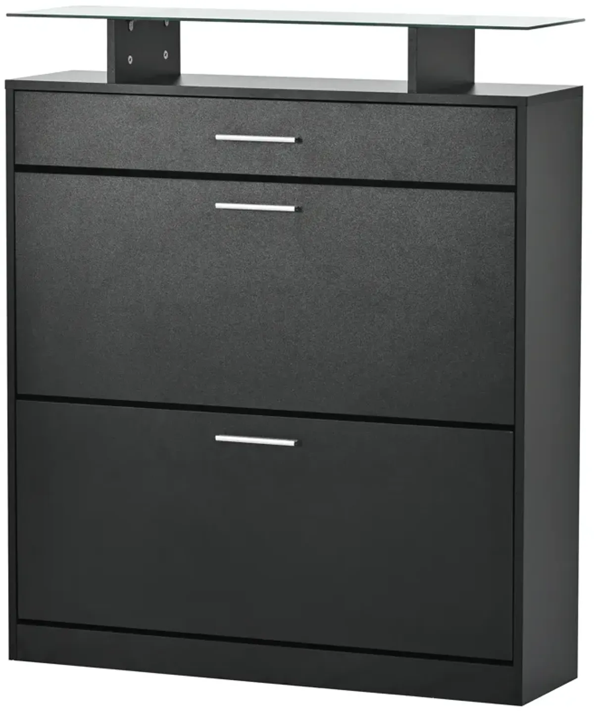 Merax Tempered Glass Top Shoe Storage Cabinet with Drawer