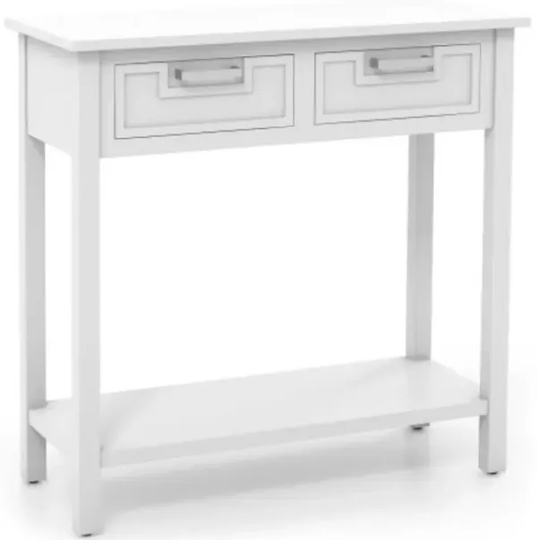 2 Drawers Accent Console Entryway Storage Shelf with Bottom Shelf