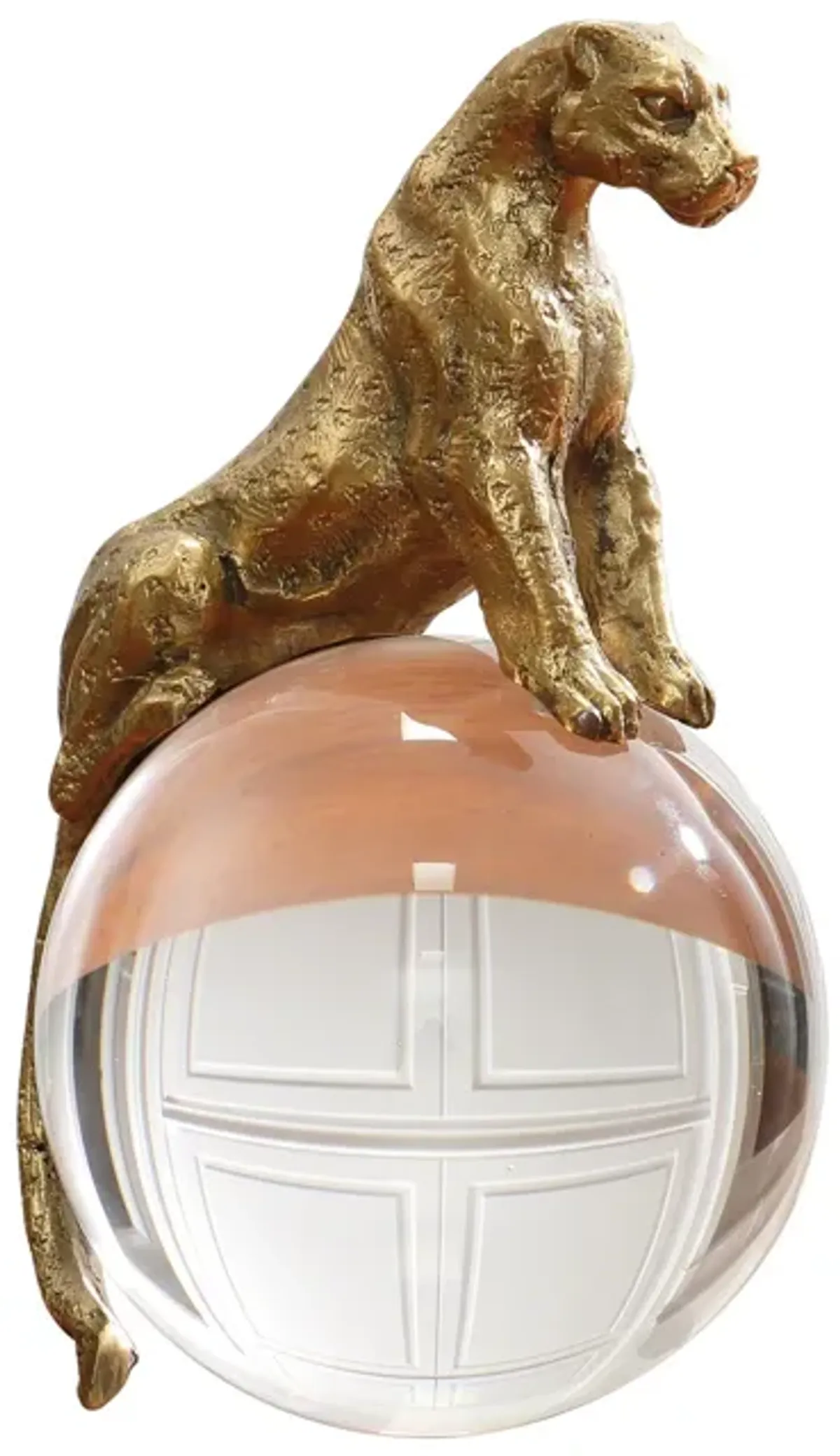 Jaguar on Crystal Sphere-Brass