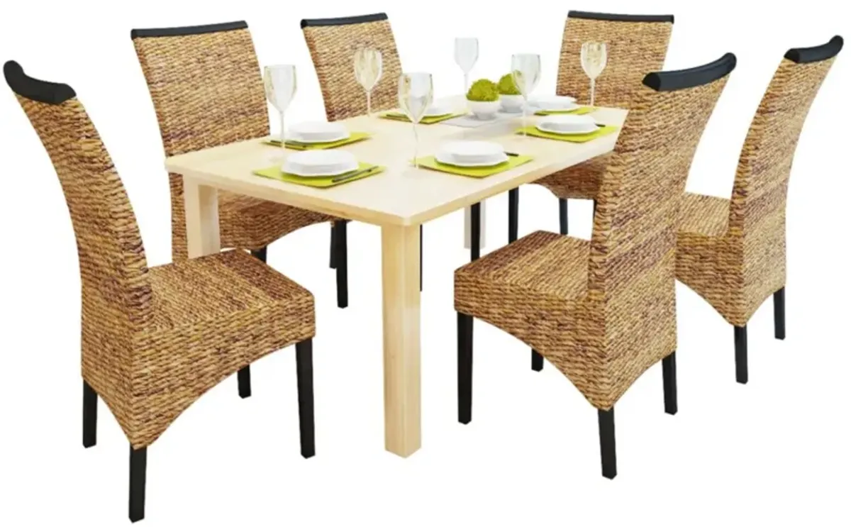 vidaXL Dining Chairs 6 pcs Abaca and Solid Mango Wood