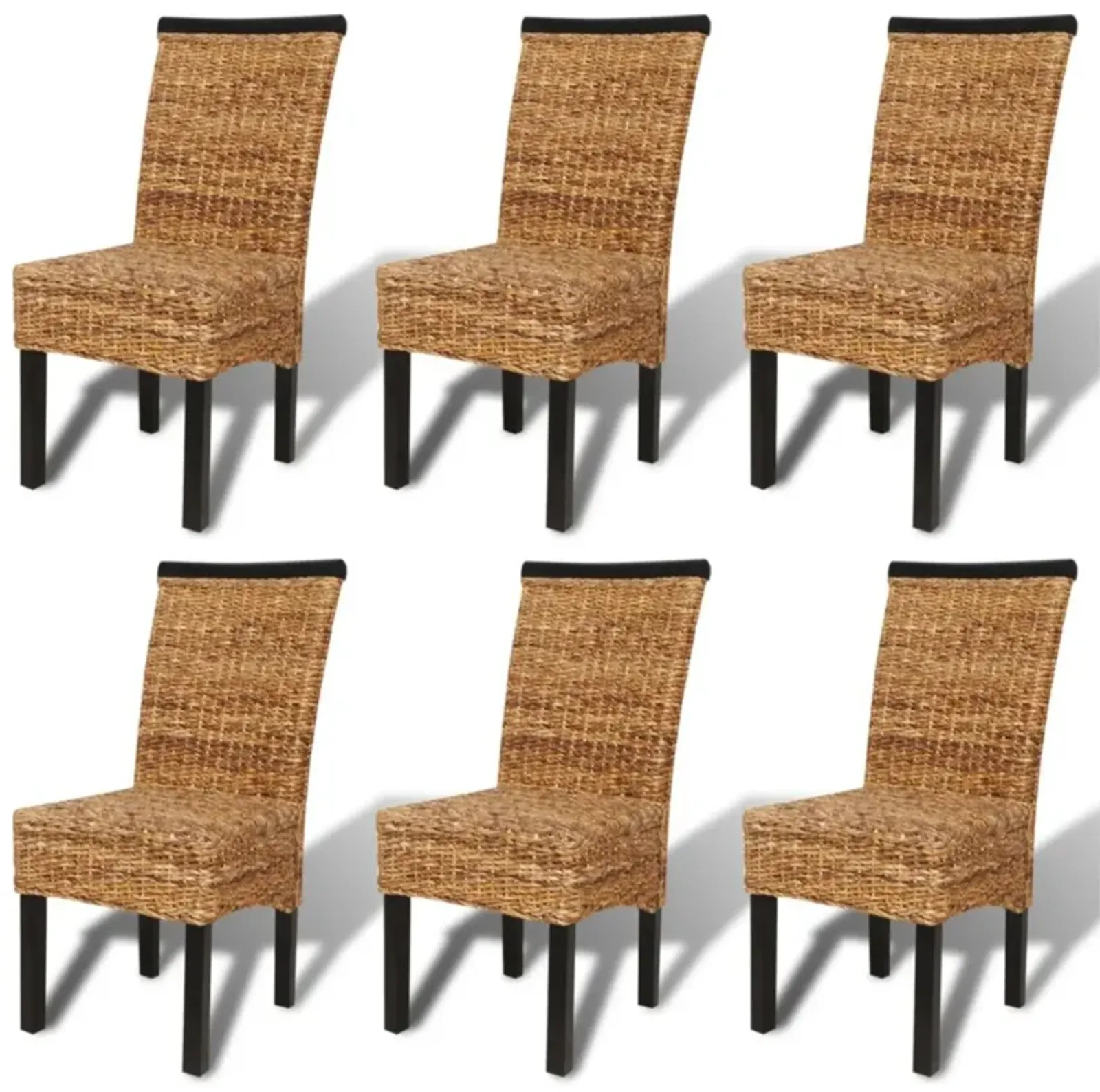 vidaXL Dining Chairs 6 pcs Abaca and Solid Mango Wood