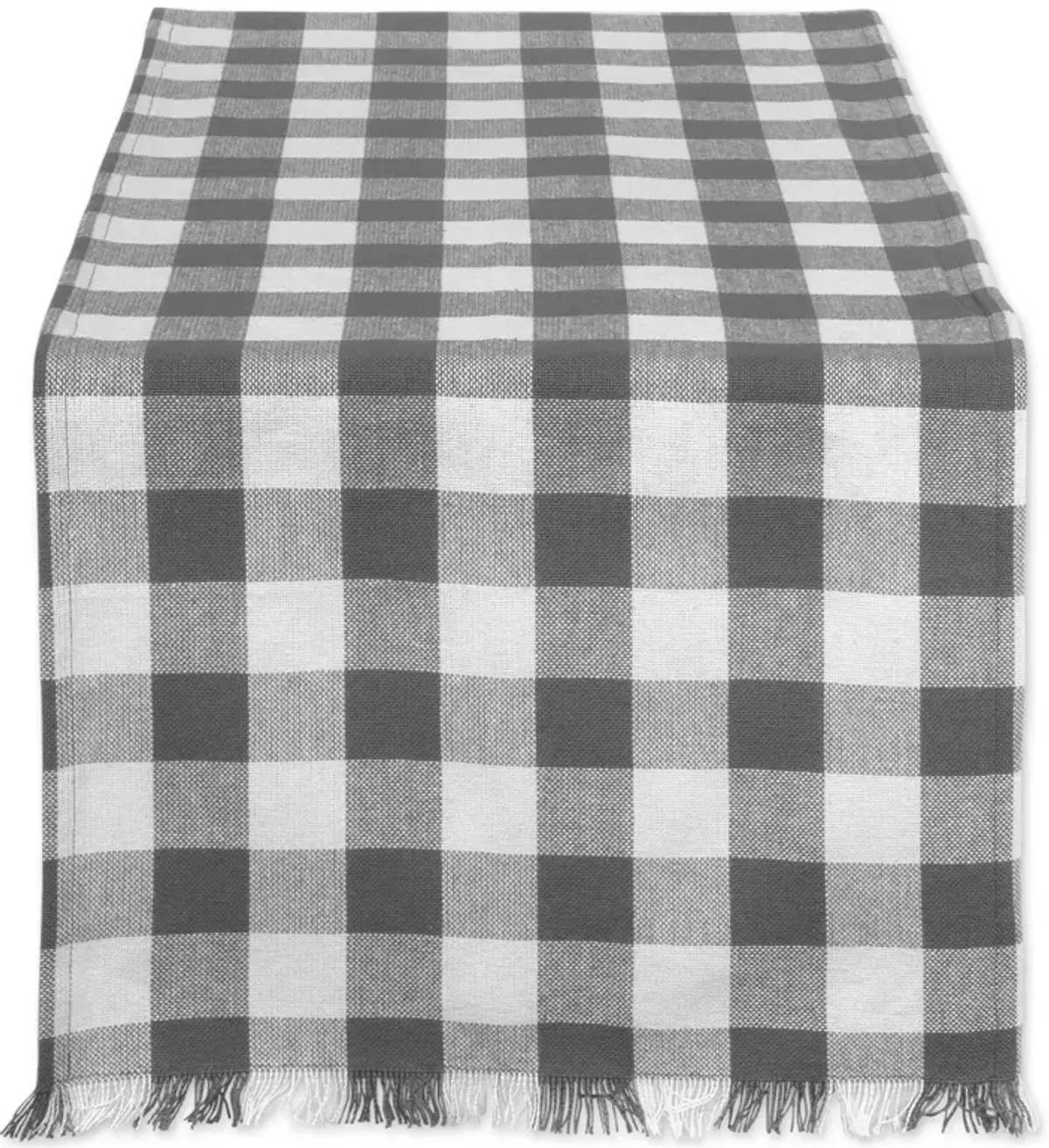 14" x 72" Gray and White Checkered Pattern Rectangular Table Runner