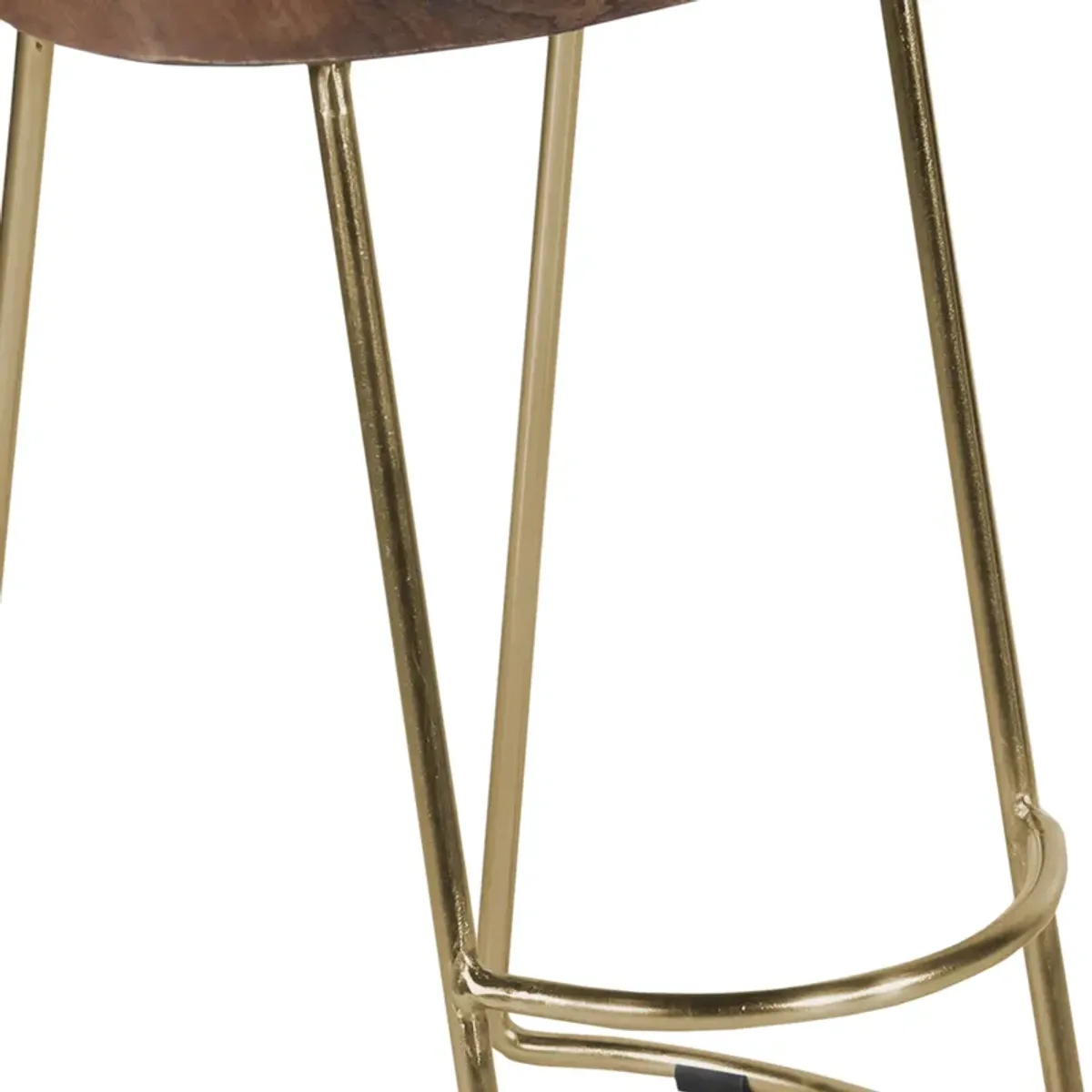 Ela 30 Inch Mango Wood Bar Stool, Saddle Seat, Iron, Set of 2, Walnut Brown, Gold-Benzara