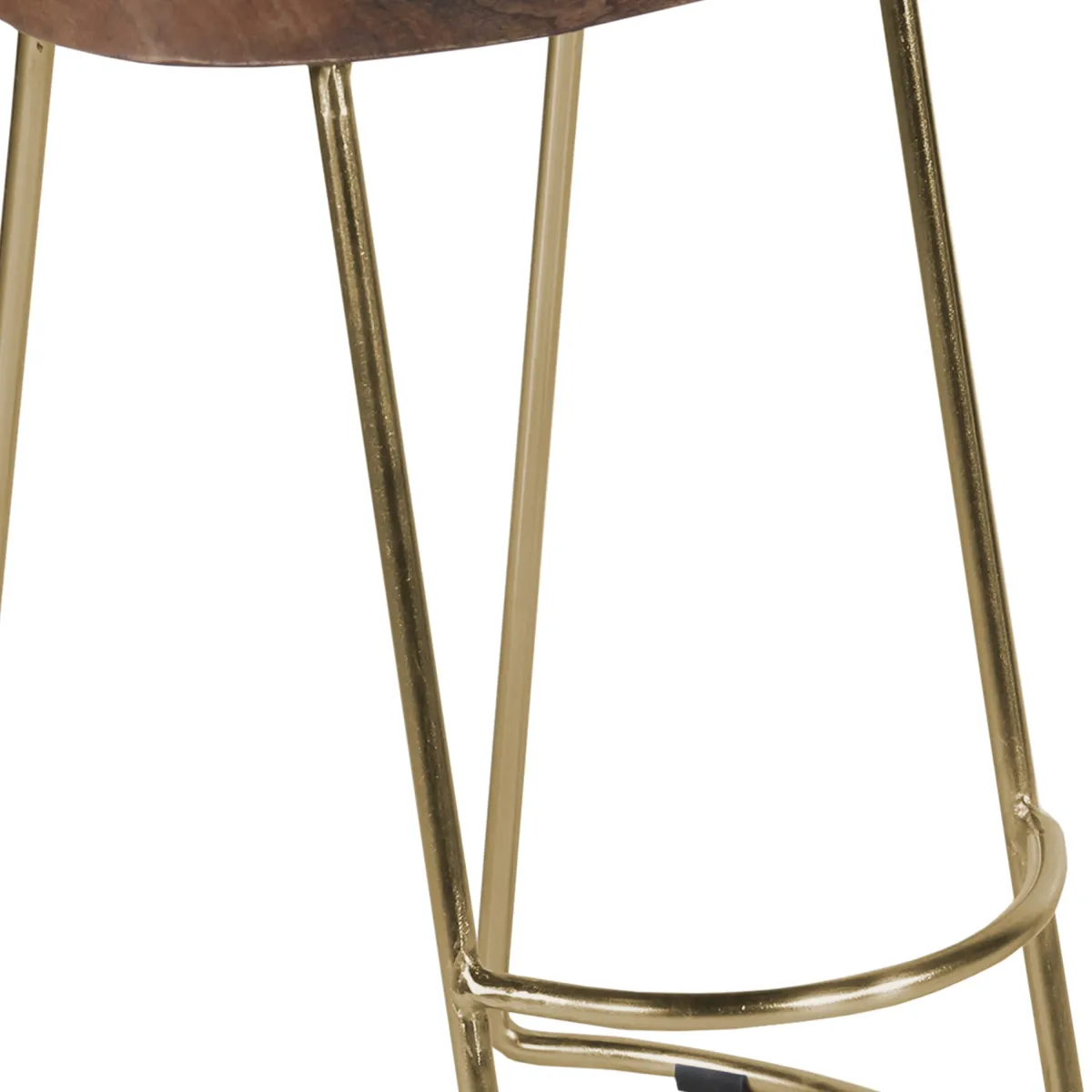 Ela 30 Inch Mango Wood Bar Stool, Saddle Seat, Iron, Set of 2, Walnut Brown, Gold-Benzara