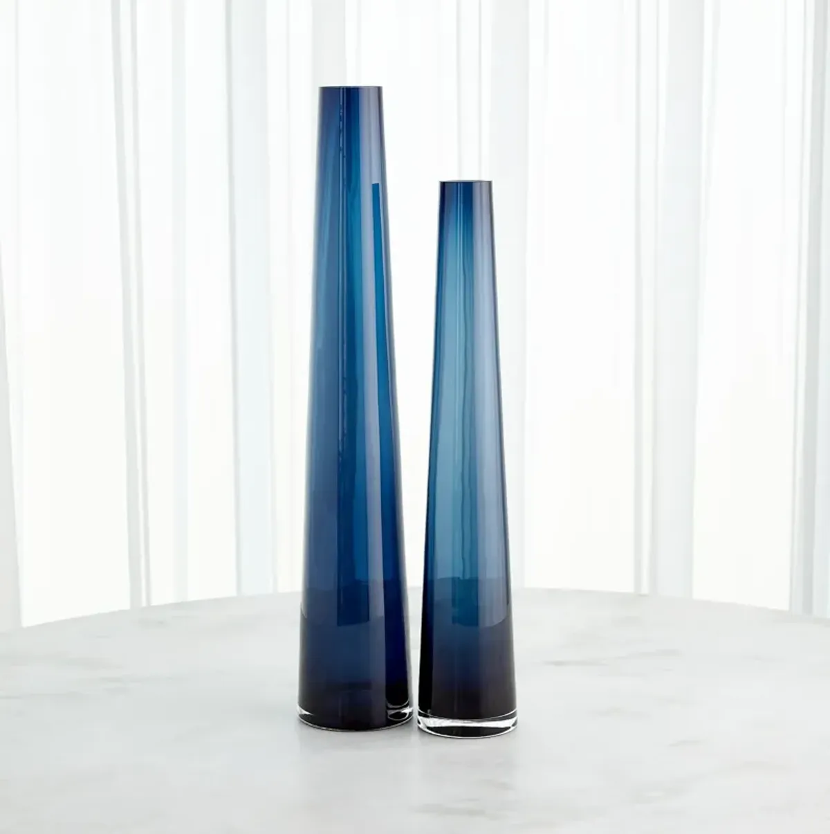 Glass Tower Vase-Blue Small