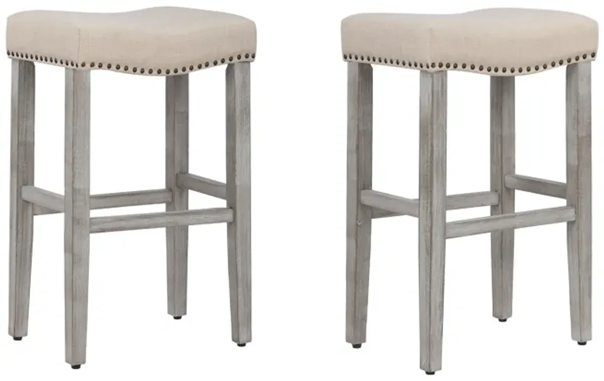 WestinTrends 29" Upholstered Saddle Seat Bar Stool (Set of 2)