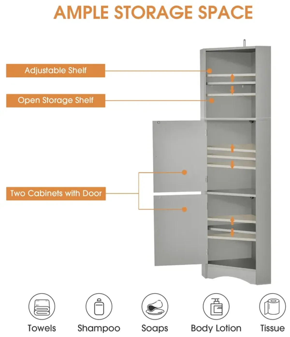 Merax Freestanding Bathroom Storage Cabinet with Doors