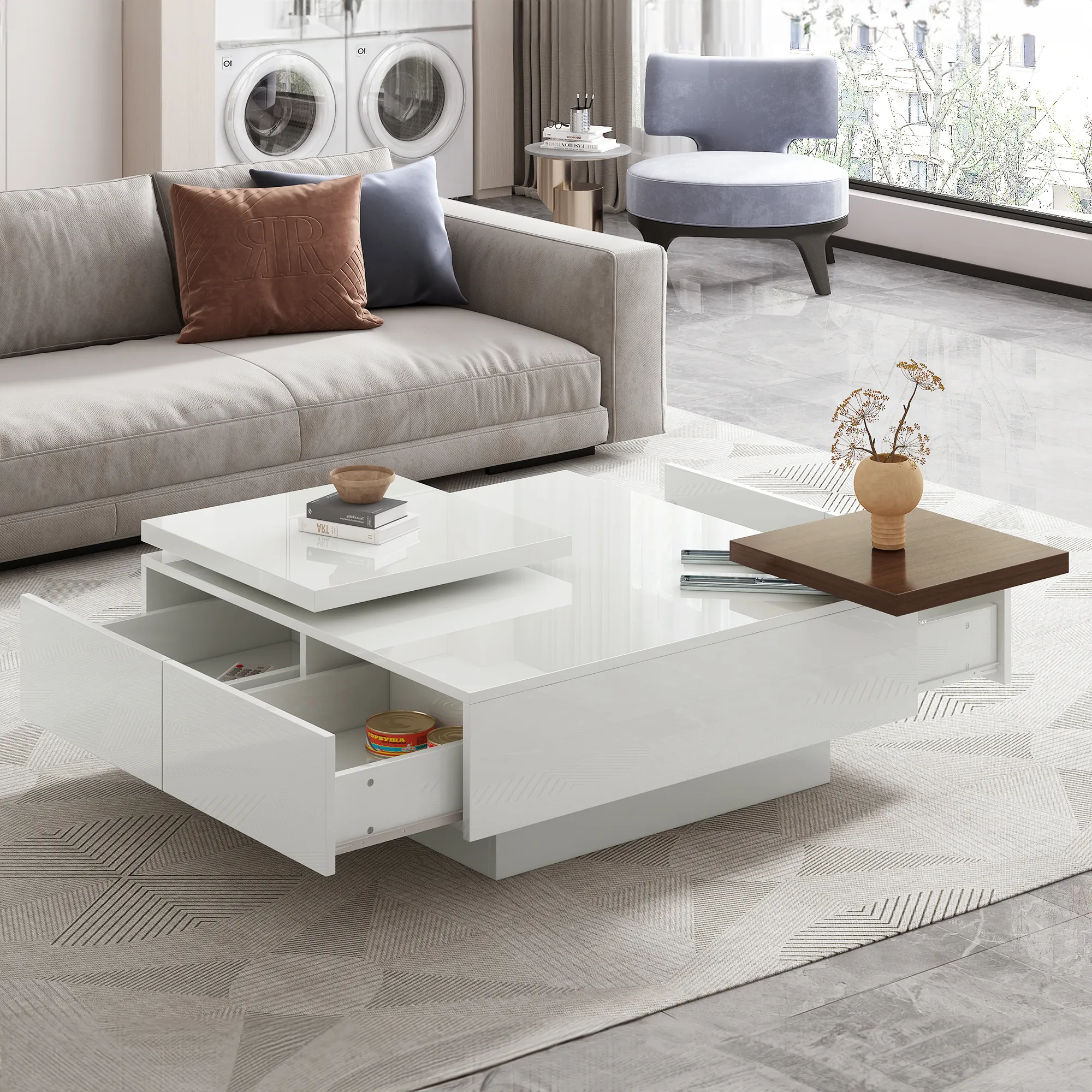 Merax Modern Square Wood Coffee Table