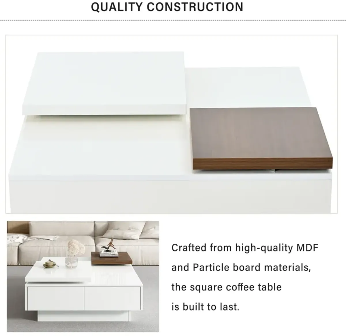 Merax Modern Square Wood Coffee Table