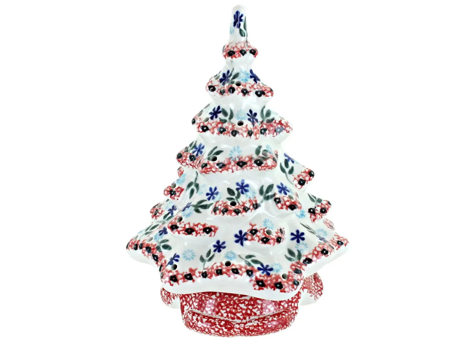 Blue Rose Polish Pottery Blue Christmas Tree Luminary